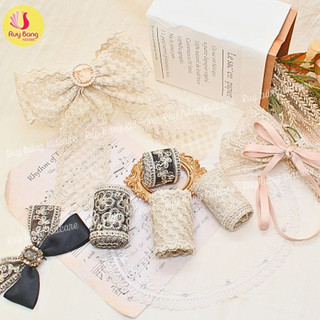 Ren thêu hoa cao cấp dùng làm nơ kẹp tóc, nơ trang trí....link 3