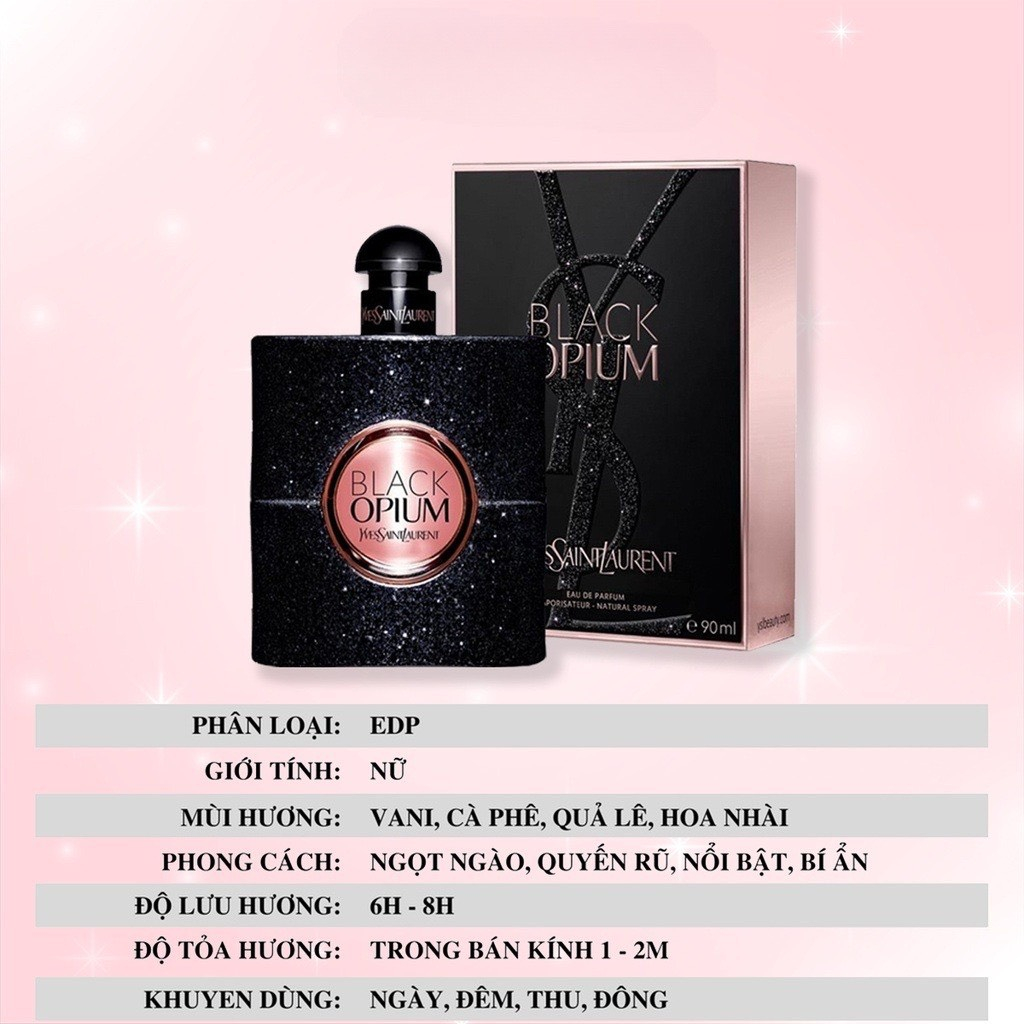 Nước hoa 𝒀𝑺𝑳 nữ chính hãng 𝒀𝑺𝑳 Black Opium 90ml Hương Thơm Ngọt Ngào Mùi hương bí ẩn quyến rũ và cực kỳ gợi cảm