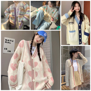 Khoác len cardigan form rộng kiểu, hoạ tiết phong cách Hàn Quốc 2hand