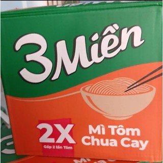 Thùng 30 gói mì 3 Miền tôm chua cay