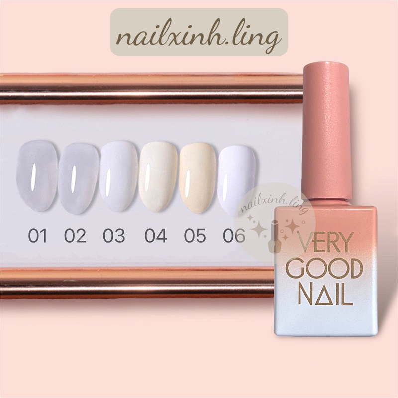 Sơn Gel Very Good Nail Bảng Màu Trắng , Trắng Sữa , Trắng Kem, Màu Thạch Nước Gạo Lẻ 1 Chai Hồng Cam Bảng 9 Màu 15ml