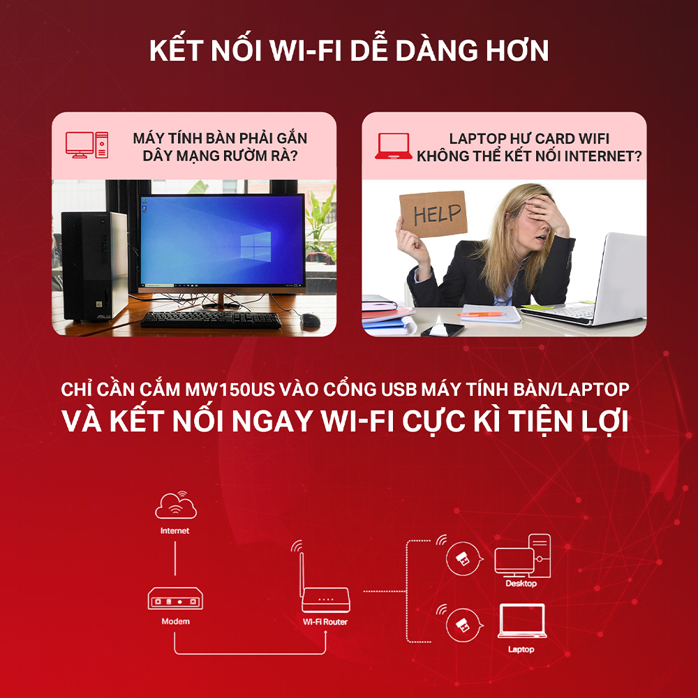 [Hỏa Tốc] Bộ Chuyển Đổi USB Wifi Nano Mercusys MW150US Chuẩn N 150Mbps