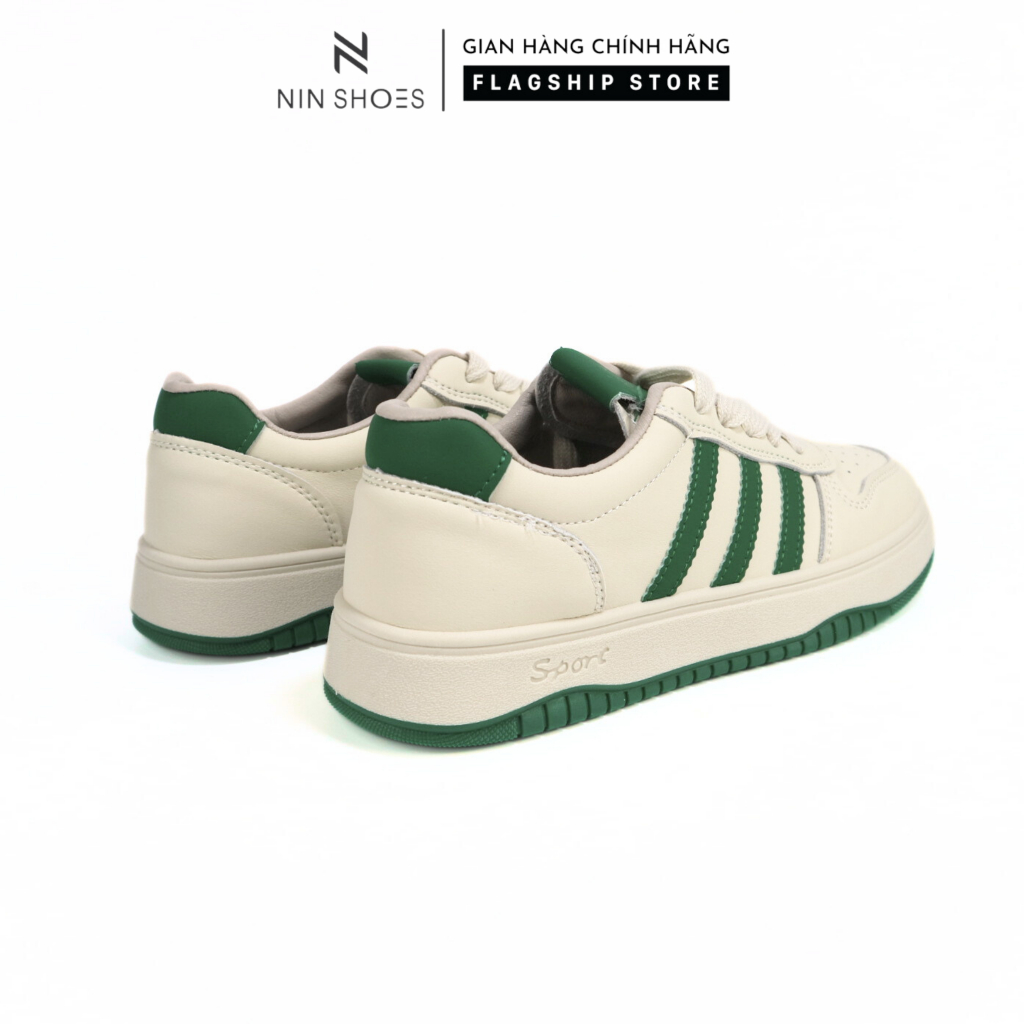 Giày thể thao nữ Ninshoes 3P đế vuông mũi tròn tag caid ngang chân chun tiên lợi siêu xinh