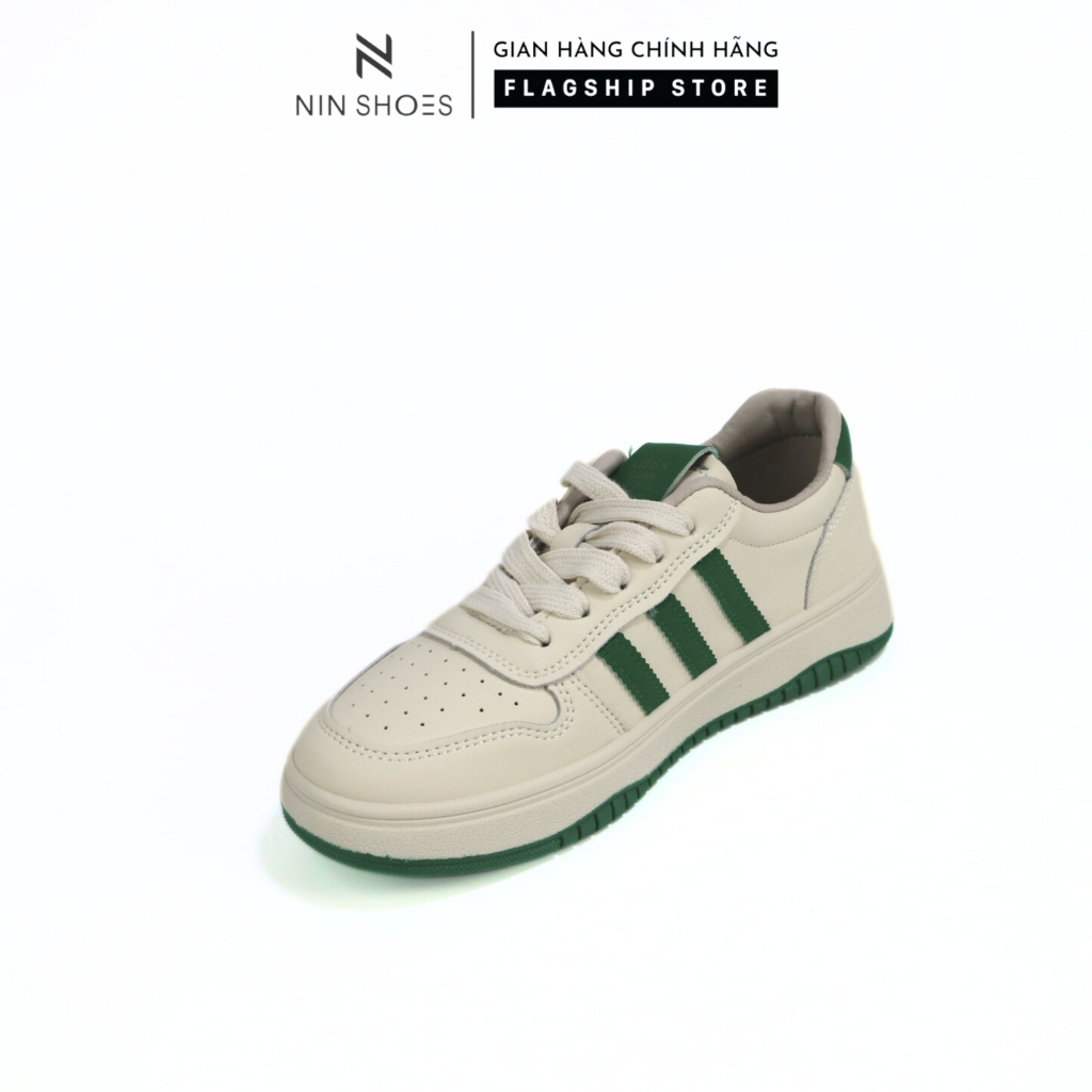 Giày thể thao nữ Ninshoes 3P đế vuông mũi tròn tag caid ngang chân chun tiên lợi siêu xinh