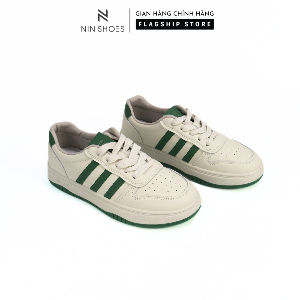 Giày thể thao nữ Ninshoes 3P đế vuông mũi tròn tag caid ngang chân chun tiên lợi siêu xinh