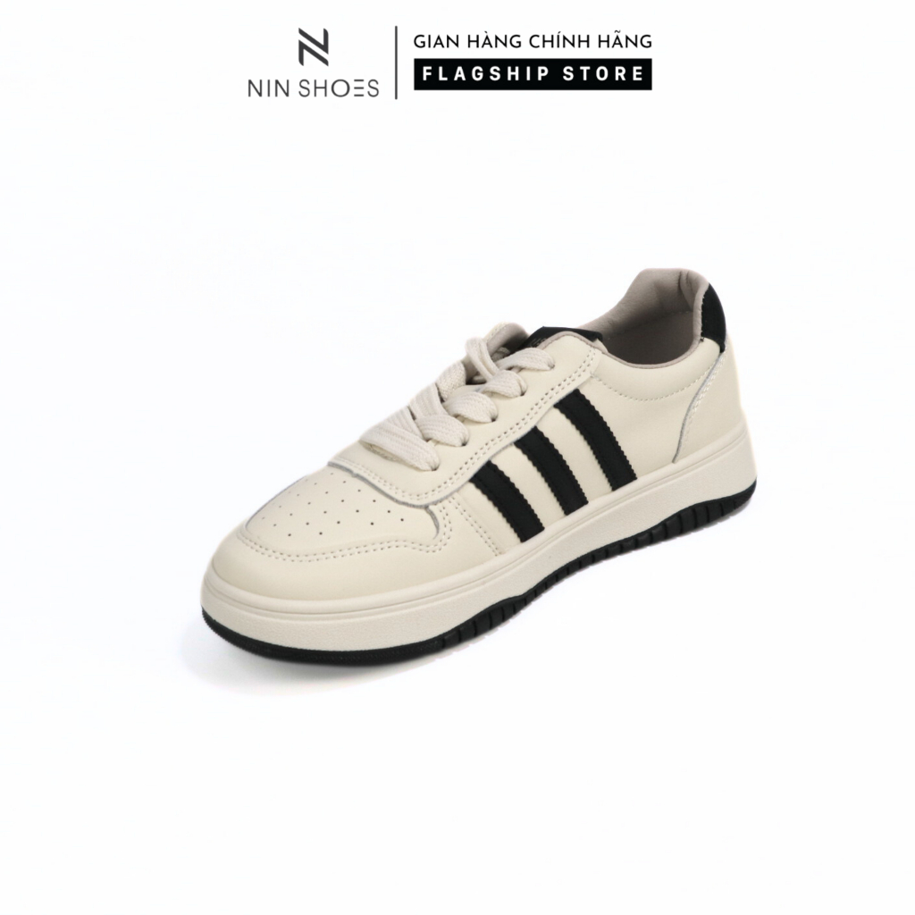Giày thể thao nữ Ninshoes 3P đế vuông mũi tròn tag caid ngang chân chun tiên lợi siêu xinh