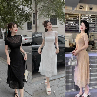 Đầm nữ ren dự tiệc dáng xòe hai lớp cao cấp thiết kế trẻ trung xinh xắn