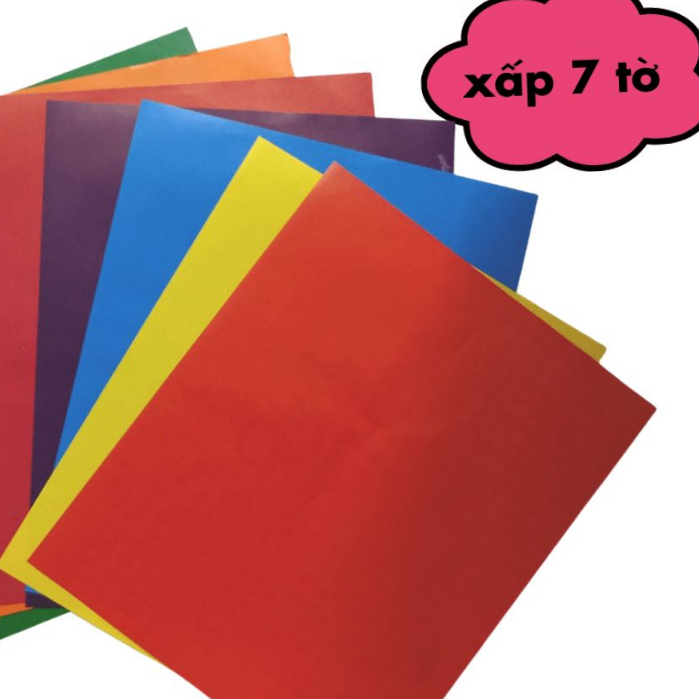 Giấy màu thủ công loại có kẻ ô ly- 22x17cm (7 tờ) có keo / không keo - Giấy Màu Mỹ Thuật A5