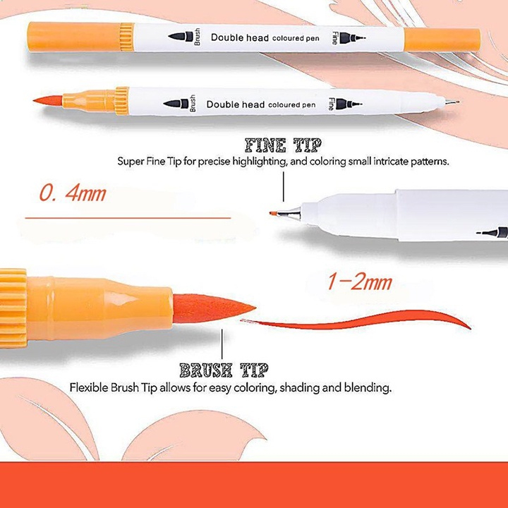 Set 12 Bút brush 12 màu 2 đầu viết calligraphy Zhishu, bút dạ màu marker nhiều màu dễ thương