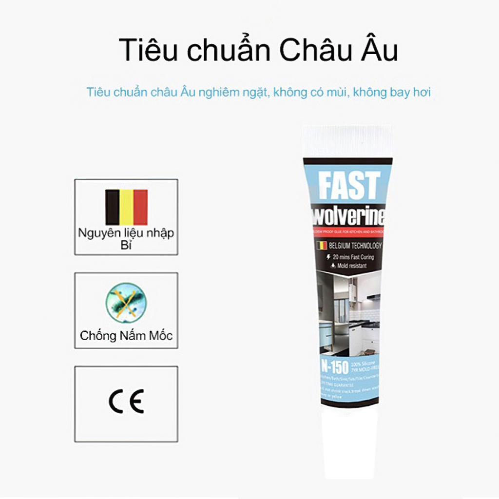 Keo bịt khe hở, chống thấm nước, nấm mốc siêu bền - keo kèm bộ dụng cụ, 150ml