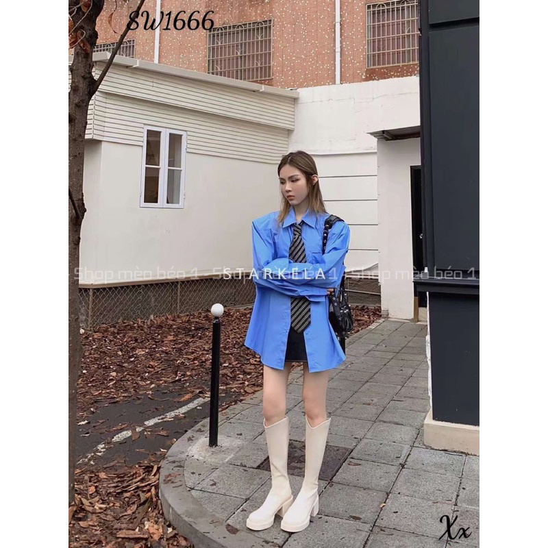 Boot đùi lửng stakela mũi tròn gót vuông khoá sau fullbox hàng quảng châu cao cấp