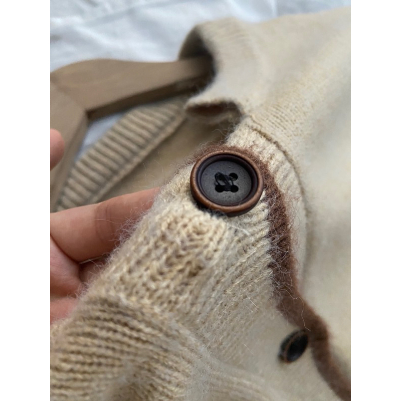 Áo len cardigan nâu be basic