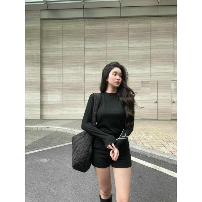 Áo thun dẻo trơn dài tay hàng QC