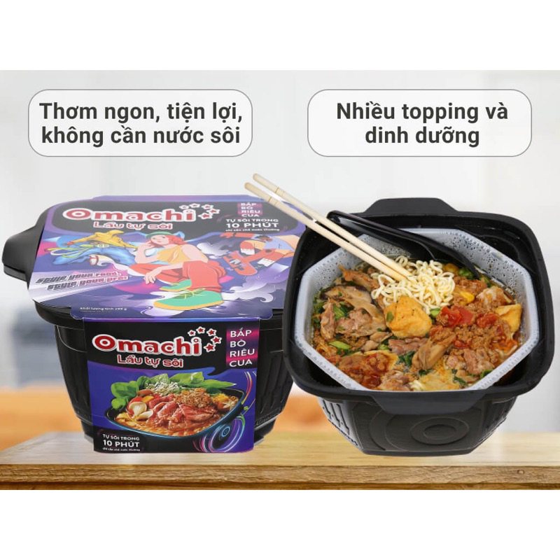 Lẩu tự sôi Omachi bắp bò riêu cua hộp 276g