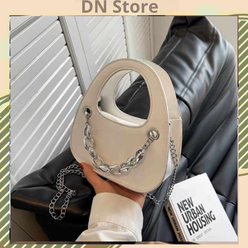 Túi Xách Nữ Đeo Chéo Túi Cầm Tay Dáng Cứng Phối Xích Sang Chảnh DN Store