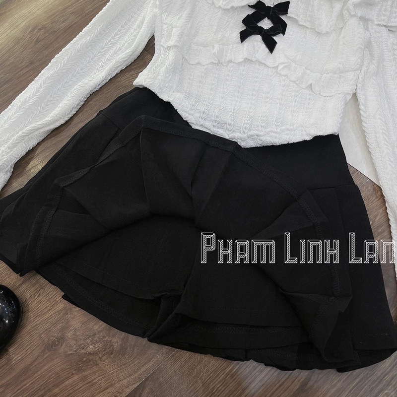 Set áo trễ vai phối ngực co giãn nhẹ + chân váy xoè loại 1 tiểu thư bánh bèo / maybecloset