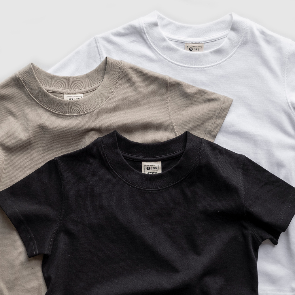 Áo thun nữ baby tee, áo thun trơn cotton BASIC TEE Xám Rêu Tshirt -  Lew Lew
