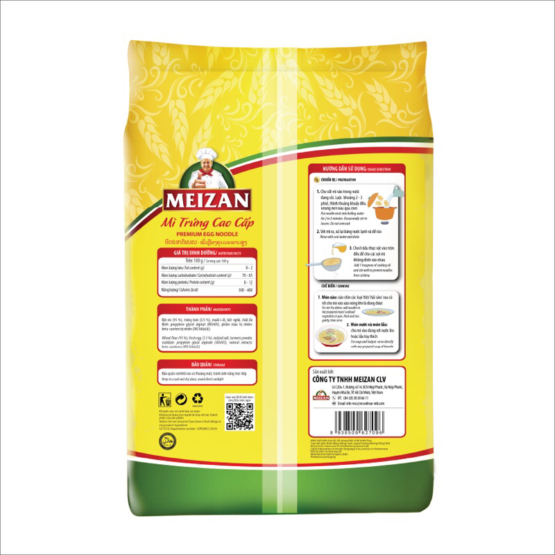 Mì trứng cao cấp Meizan sợi nhỏ 500g