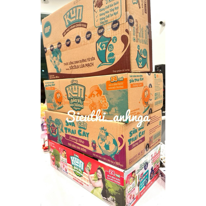 Sữa Kun Trái Cây Hương Cam/Nho Thùng 48 Hộp x 180ml