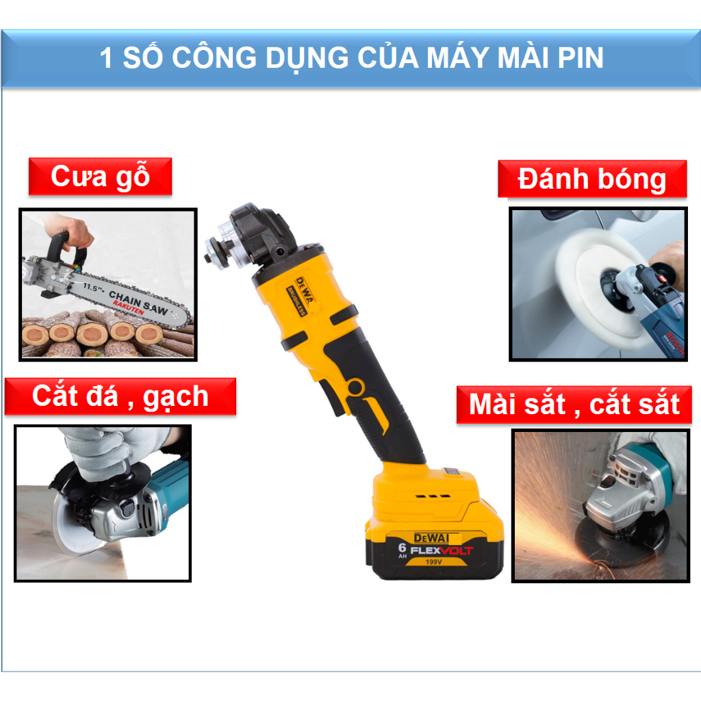 Máy mài | Máy mài pin 199v | Không chổi than | cắt gỗ , cắt sắt , đánh bóng , cưa cây
