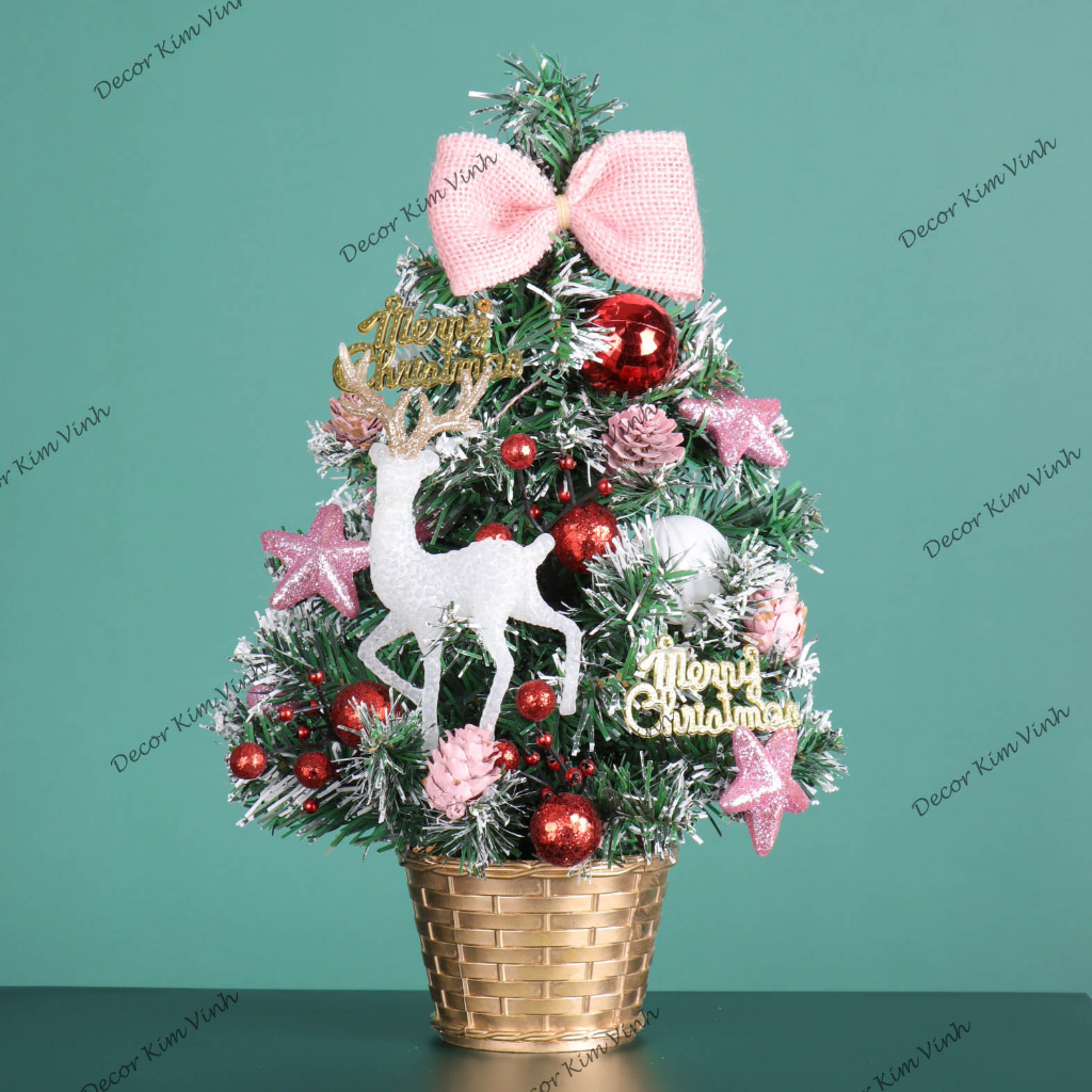 Cây Thông Nhí Để Bàn TL07 40CM Trang Trí Giáng Sinh Có Đèn
