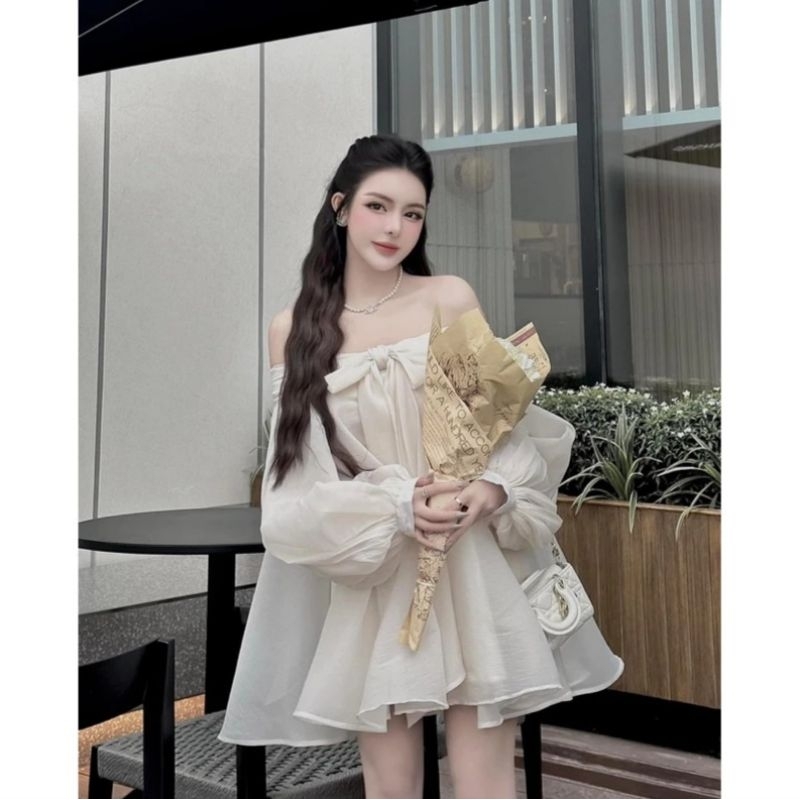 Váy Hở Vai Tay Bồng Mai Phương Bùi