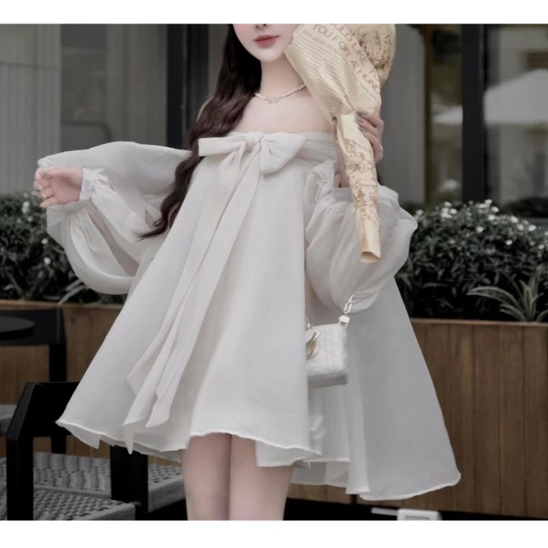 Váy Hở Vai Tay Bồng Mai Phương Bùi