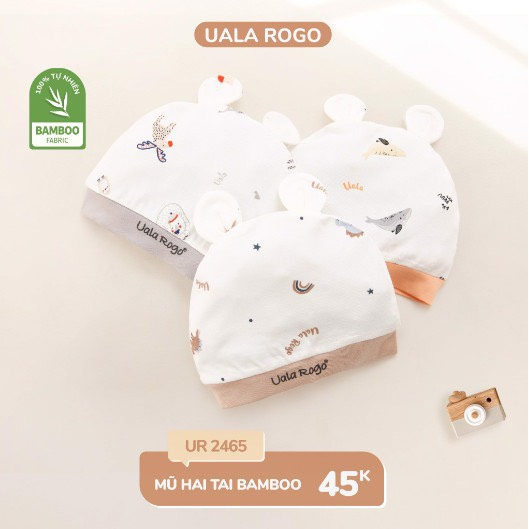 Nón sơ sinh UALA & ROGO vải petit siêu mềm mịn UR 2410 new