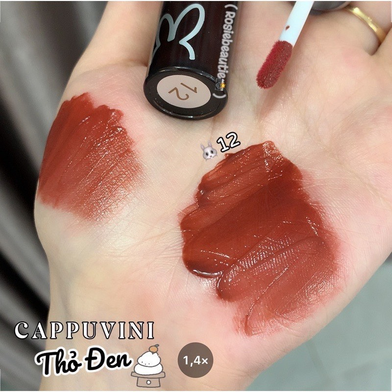 Son Tint Bóng Thỏ Đen Hồng CAPPUVINI lâu trôi