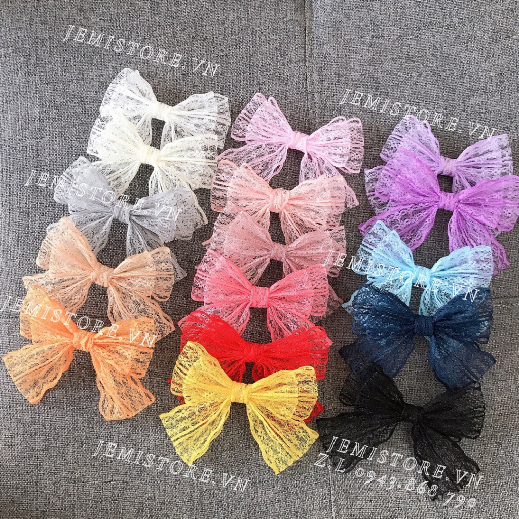 Tag nơ cài áo, nơ ren cài áo váy nhiều màu