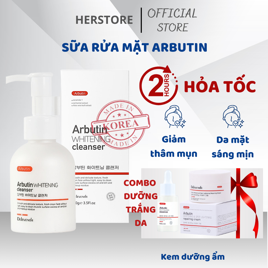 Sữa rửa mặt trắng da Arbutin, Sữa rửa mặt làm sáng da mờ thâm giảm mụn hiệu quả