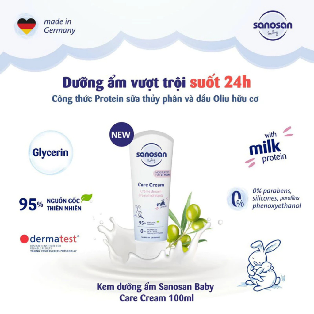 . Kem dưỡng ẩm Sanosan chiết xuất olive hữu cơ 100ml/75ml shop BABY KING