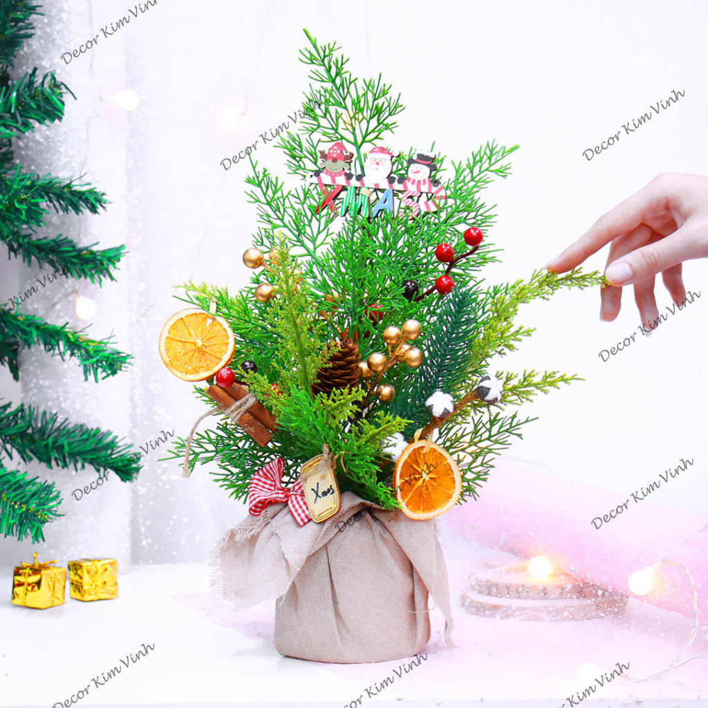 Cây Thông Nhí Để Bàn TL08 40CM Trang Trí Giáng Sinh Có Đèn