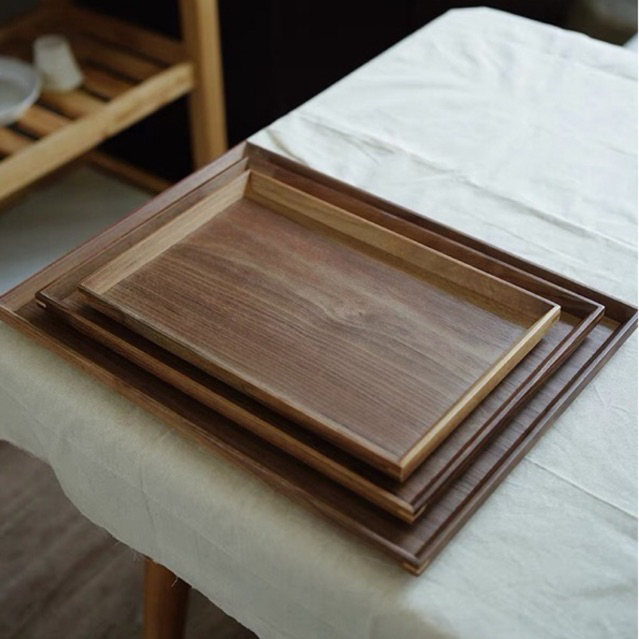 Khay gỗ sồi Muji, Khay gỗ bày bộ ấm trà, Khay bưng gỗ cao cấp