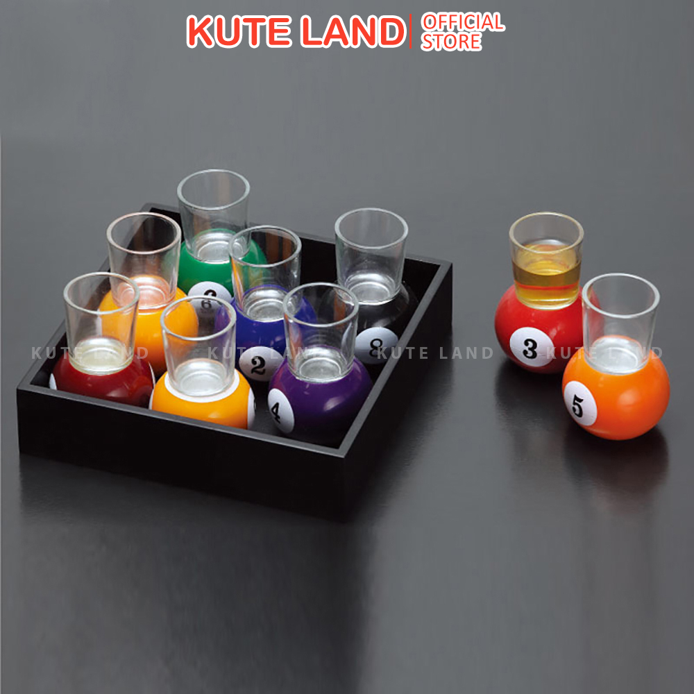 Bộ trò chơi 9 Pool Shot Drinking Game dành cho bàn nhậu uống rượu bia có thể kết hợp đánh bida GUB18