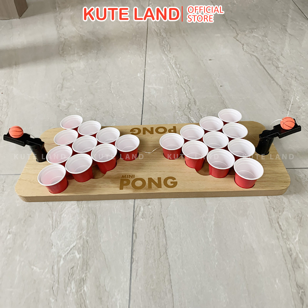 Bộ trò chơi Wood Peer Pong ném bóng vào ly Drinking Game dành cho bàn nhậu uống rượu bia GUB19