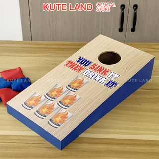 Trò chơi uống bia rượu Bean Bag Toss Game thử thách ném gối vào lỗ xem ai cao tay hơn GUB25