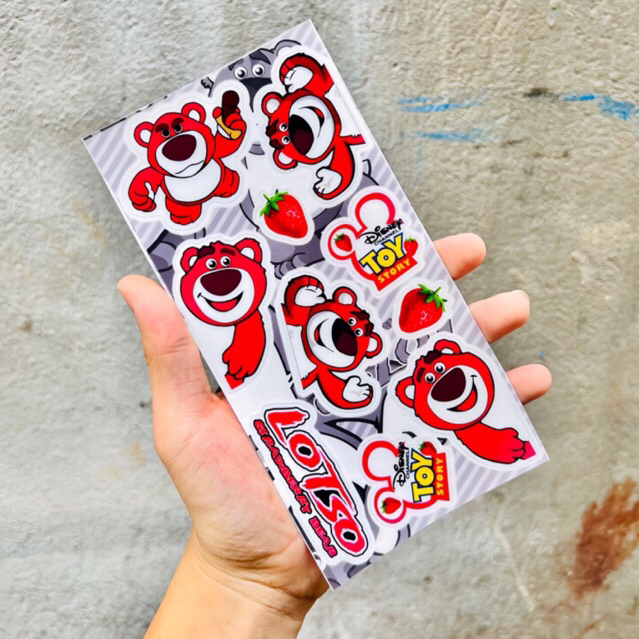 Tem Logo Sticker Set Gấu Dâu Dễ Thương Cute Cho Xe Máy, Xe Đạp, LapTop, Điện Thoại, Decal Chống Thấm Nước, Bền Màu
