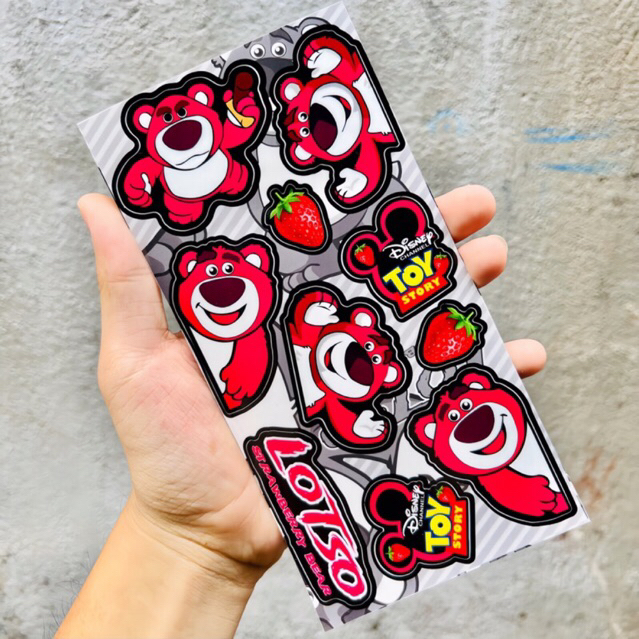 Tem Logo Sticker Set Gấu Dâu Dễ Thương Cute Cho Xe Máy, Xe Đạp, LapTop, Điện Thoại, Decal Chống Thấm Nước, Bền Màu