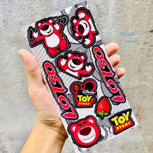 Tem Logo Sticker Set Gấu Dâu Dễ Thương Cute Cho Xe Máy, Xe Đạp, LapTop, Điện Thoại, Decal Chống Thấm Nước, Bền Màu