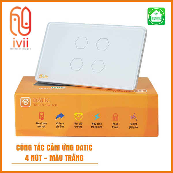 Công Tắc Cảm Ứng Thông Minh HUNONIC DATIC Đen/Trắng Công Tắc Wifi Điều Khiển Từ Xa Bằng Điện Thoại - Chính Hãng