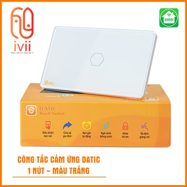 Công Tắc Cảm Ứng Thông Minh HUNONIC DATIC Đen/Trắng Công Tắc Wifi Điều Khiển Từ Xa Bằng Điện Thoại - Chính Hãng