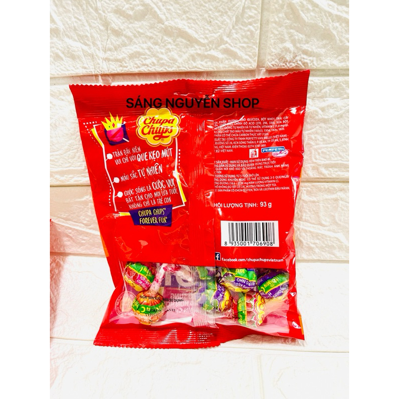 Kẹo Mút Chupa Chups hương trái cây gói 93g