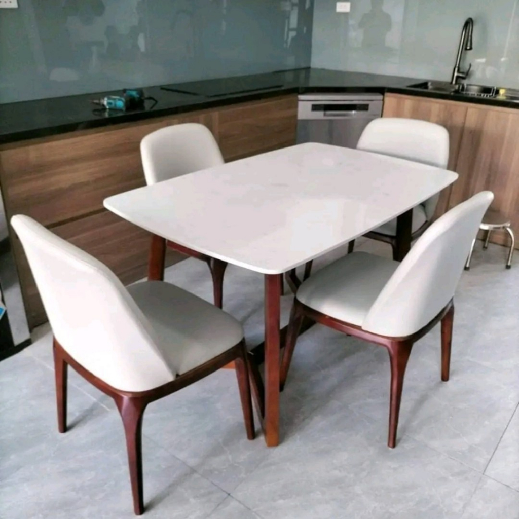 Bàn ăn cơm 4 ghế , bàn ăn mặt đá 4 ghế grace cao cấp đặt chung cư siêu sang - BH 1 NĂM | BigBuy360 - bigbuy360.vn