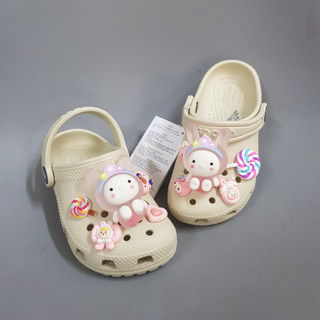 ( Tặng 12 Sticker) Dép Sục Crocs Classic Màu Be Cho Bé Trai Gái+Mix Sticker . Sản Phẩm Cao Cấp, Nhựa Không Mùi . Trống T