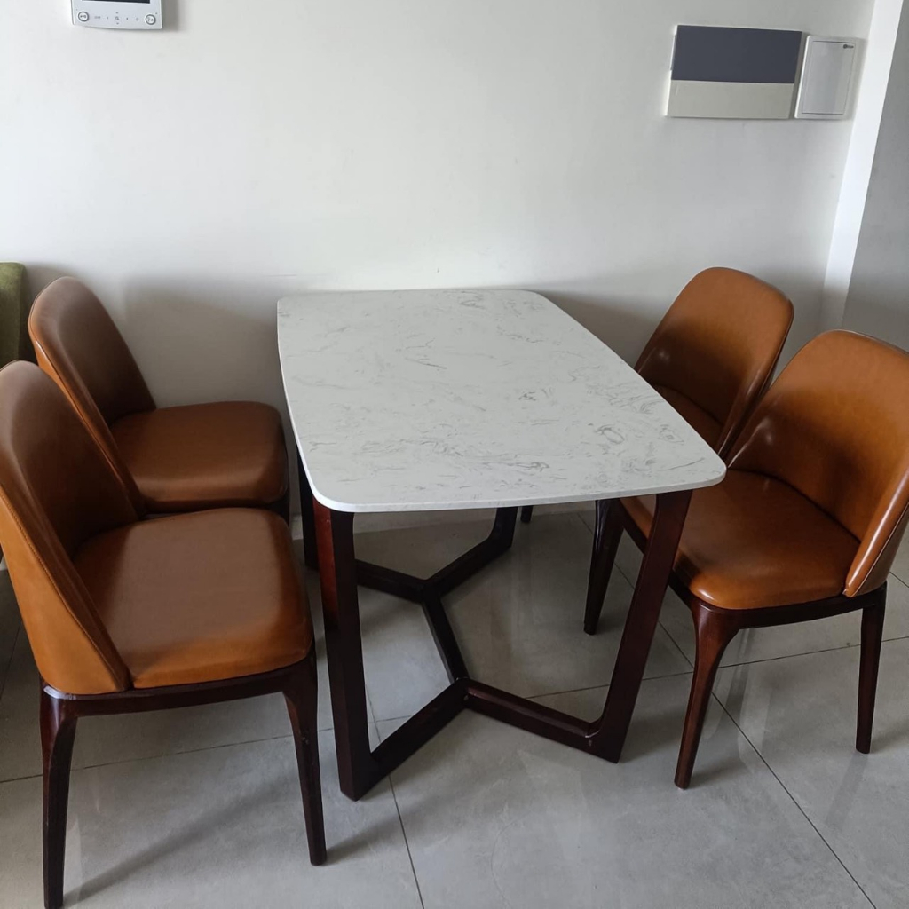 Bàn ăn cơm 4 ghế , bàn ăn mặt đá 4 ghế grace cao cấp đặt chung cư siêu sang - BH 1 NĂM | BigBuy360 - bigbuy360.vn