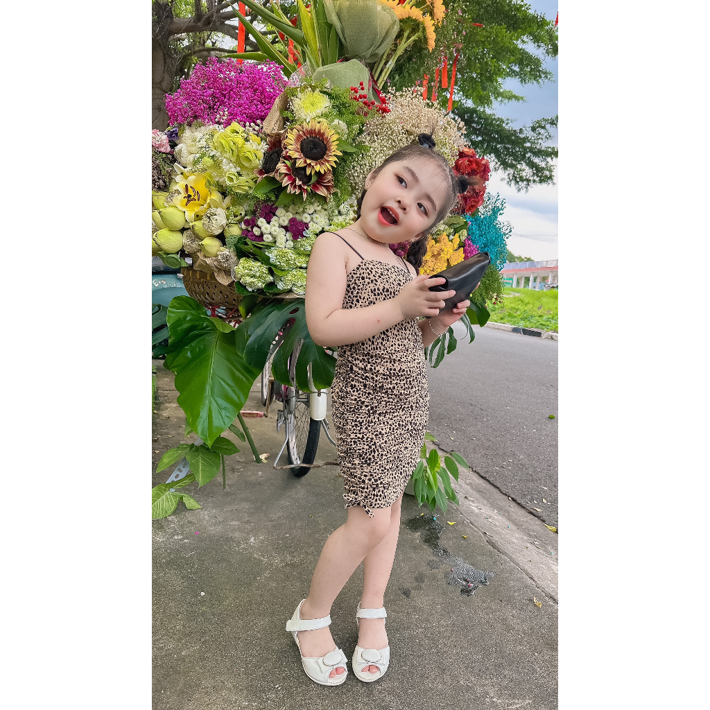 đầm body dây da beo cho bé gái Kem Boutique -sirokemsua