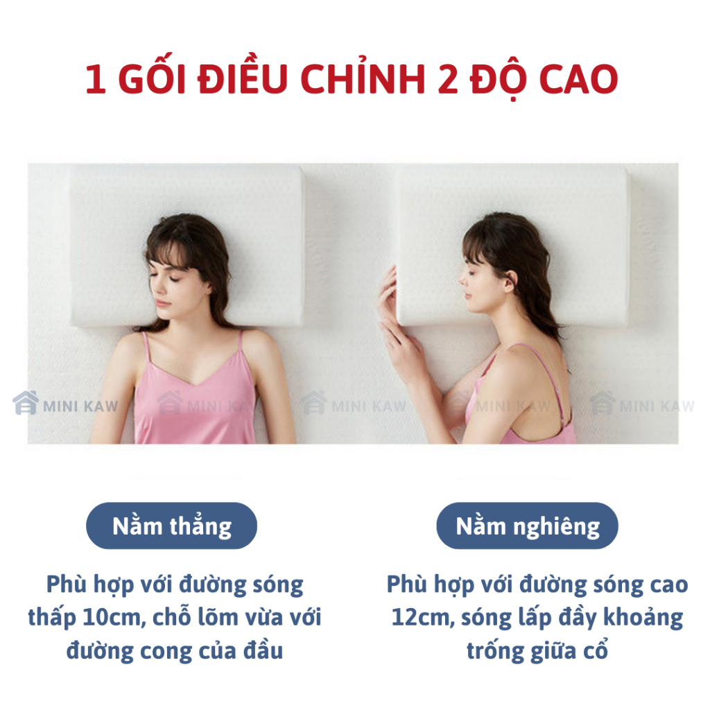 Gối cao su non cao cấp Kaw - Hàng Chính Hãng, Mềm Mại, Chống Đau Mỏi Vai Gáy, Bảo Hành Chính Hãng