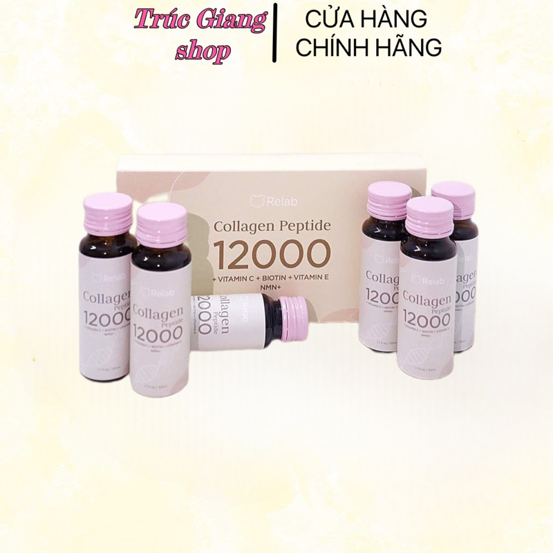 Nước uống Collagen peptide Relab 12000 của Nhật 6 lọ/ 1 hộp/50ml