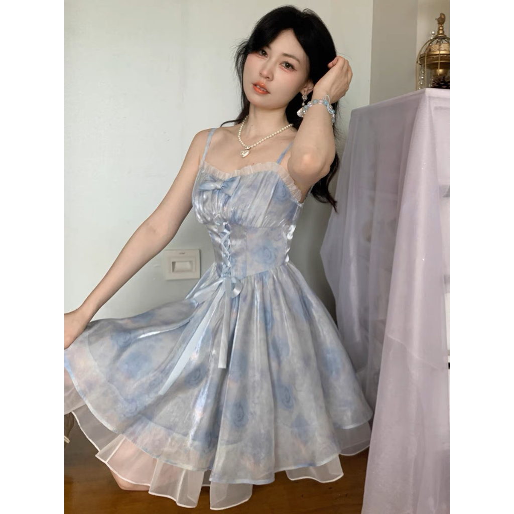 Đầm 2 dây tiểu thư kèm áo khoác ngoài